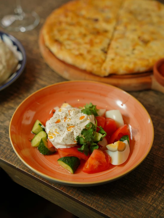 a close up of a plate of food on a table