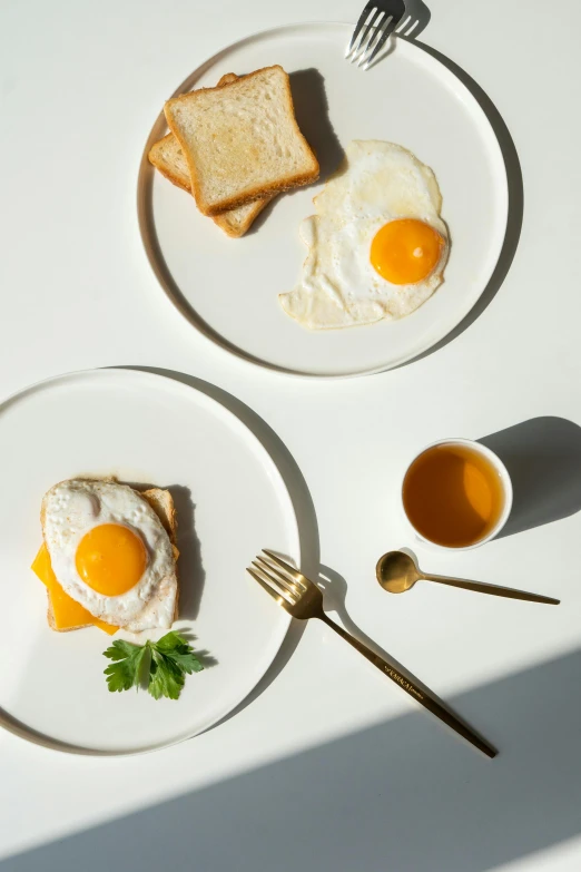 two plates of food are sitting on the table