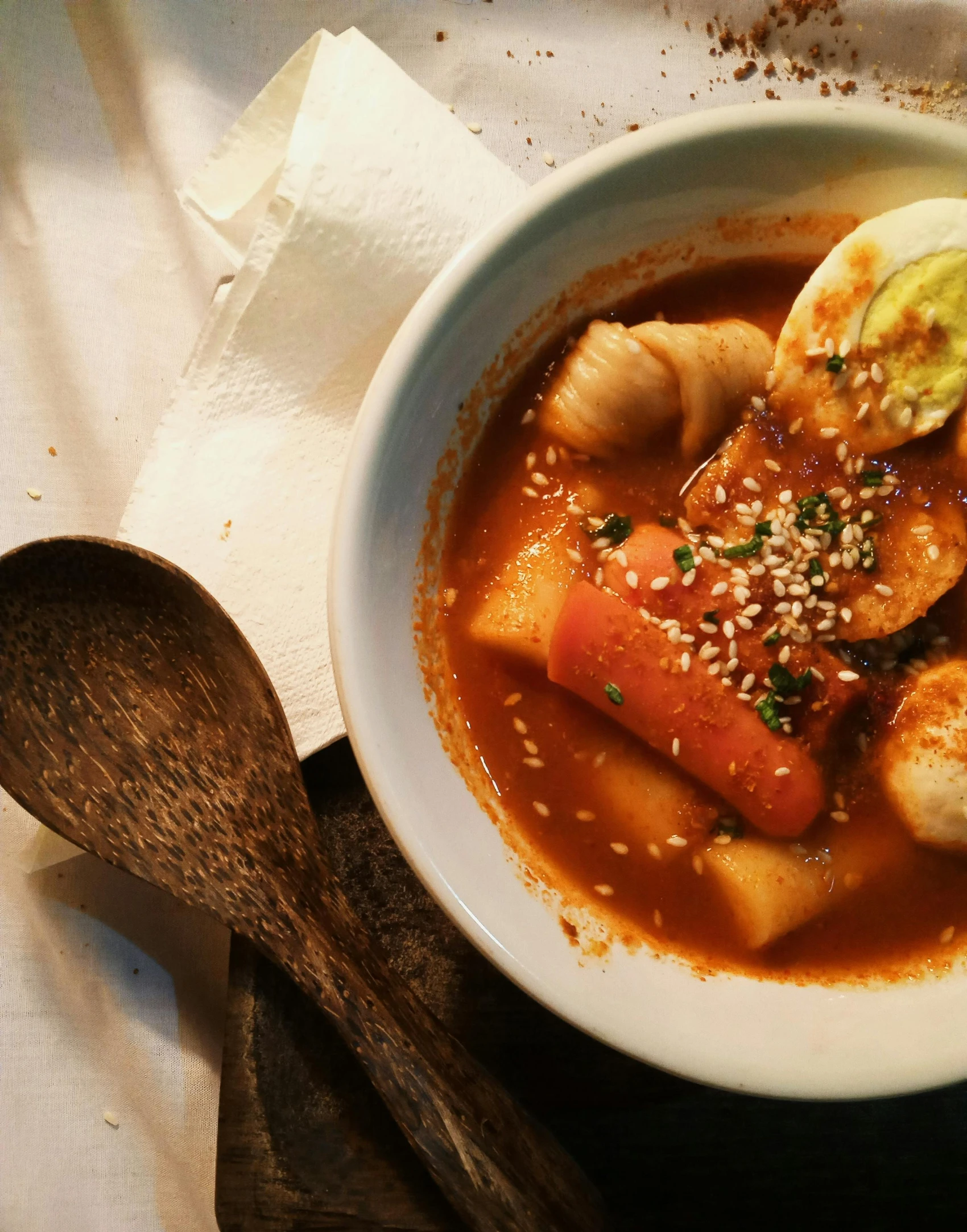 some soup with food in it in a bowl