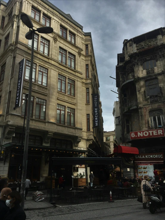 several old buildings on a street in europe