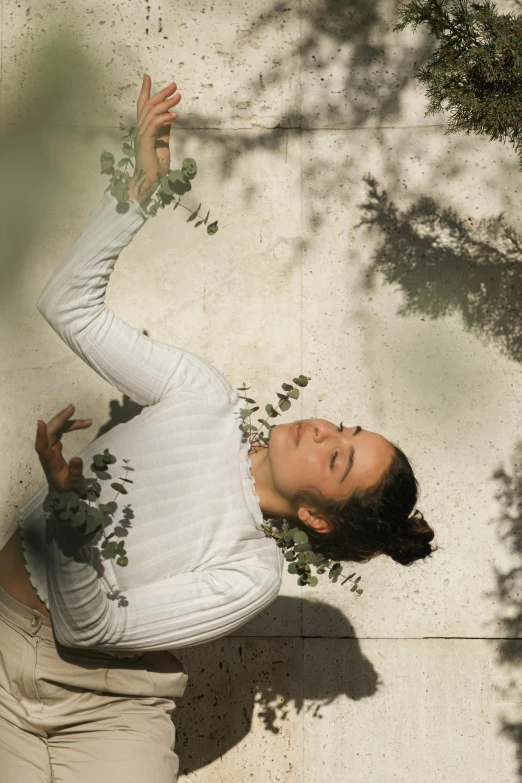 woman throwing and making a face with her hands