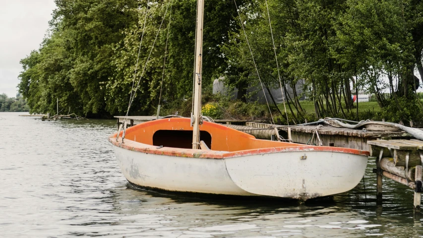 a boat is sitting out in the water