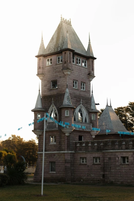 a large castle with several spires and towers