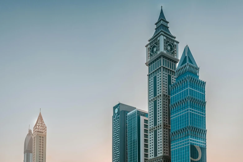 a very tall building with a clock tower in the middle