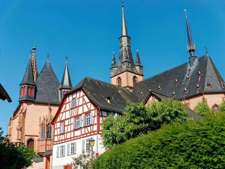 a large building with two towers on top of it