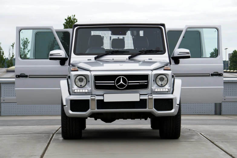 this is a silver mercedes benz truck