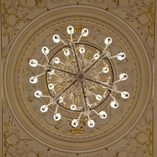 a view up close on the ceiling of an ornate room