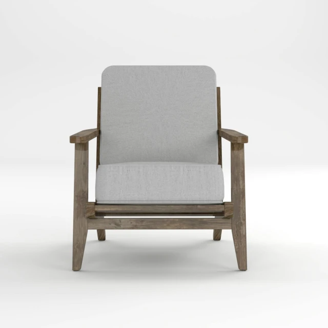 the gray chair is made of wood and fabric