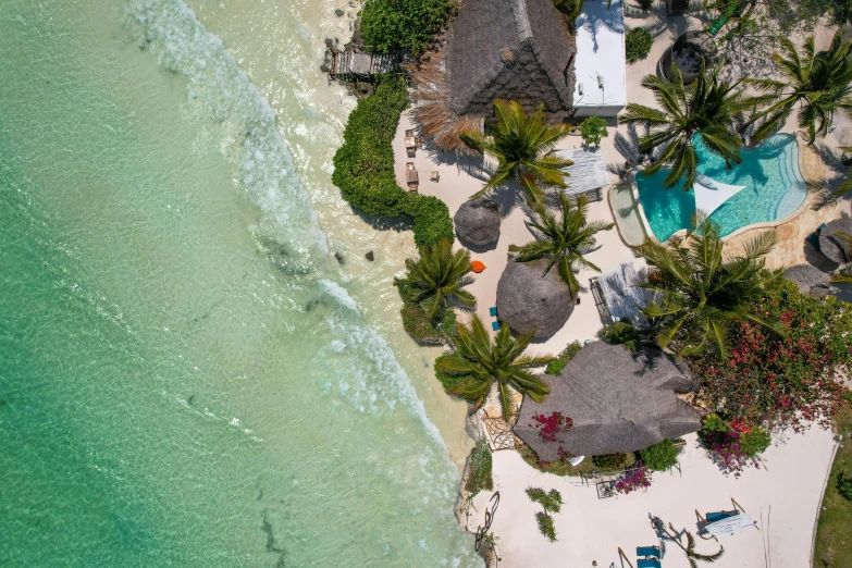 a view of a beach from an aerial view of the resort