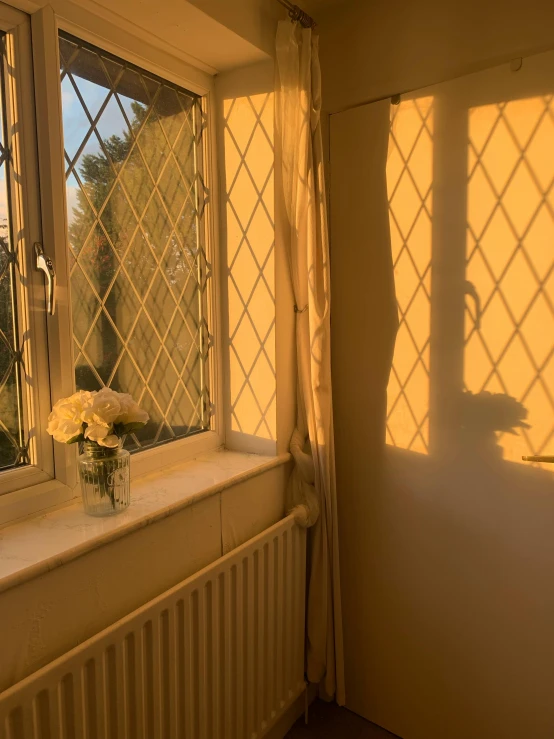 the light on the window sill is from a sunny day