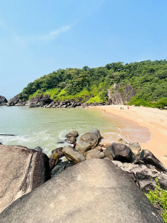 the water is serene and clear near the beach