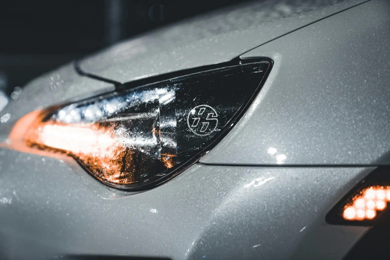 a close up of the tail lights on a car