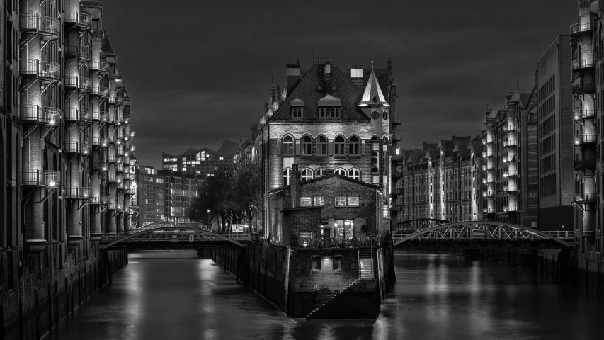 night time pograph of an old city with very old buildings