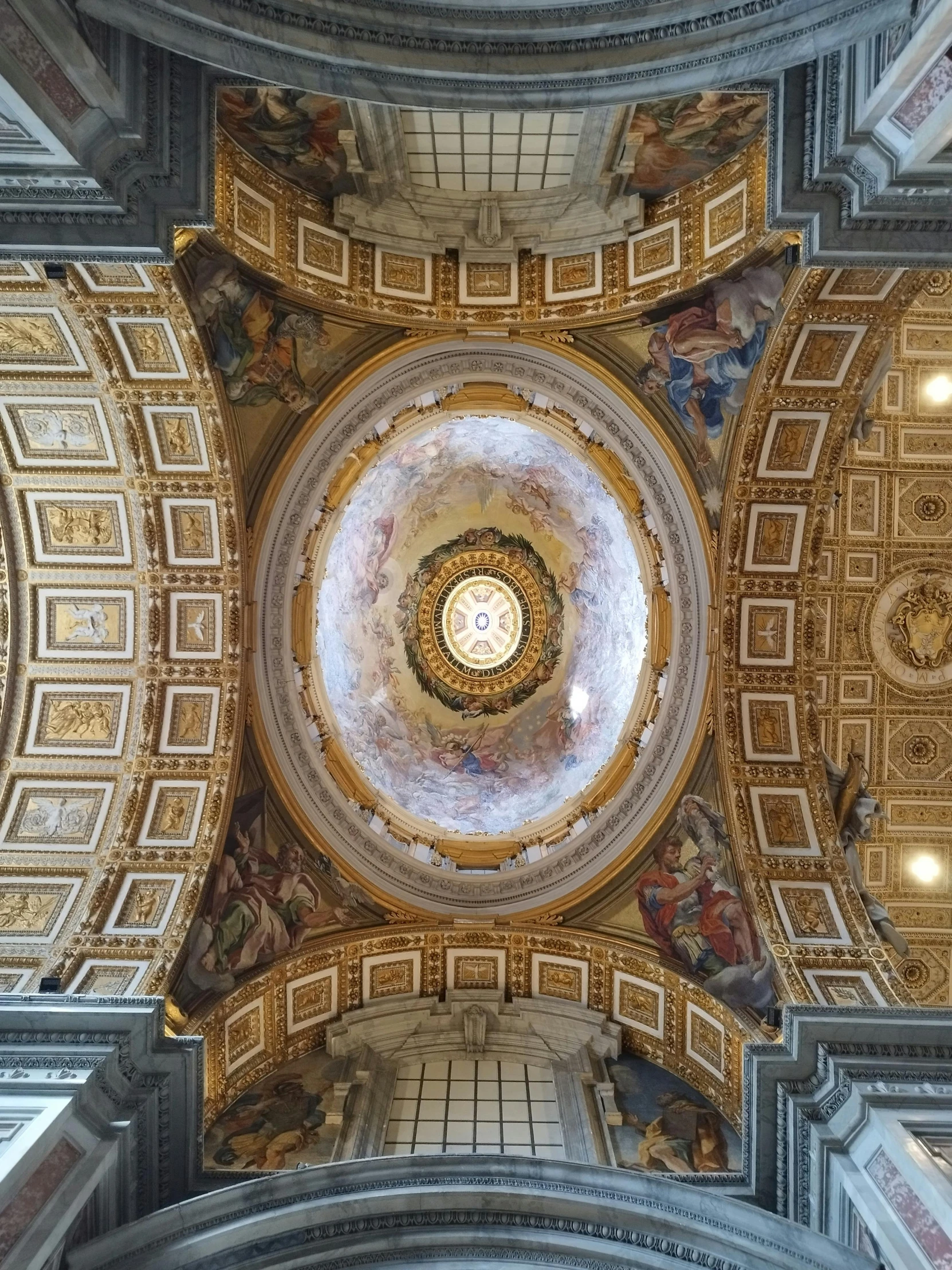 looking up into a dome in a cathedral