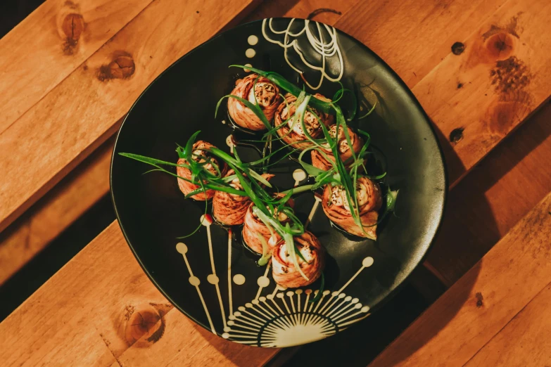 a plate of food is sitting on a table