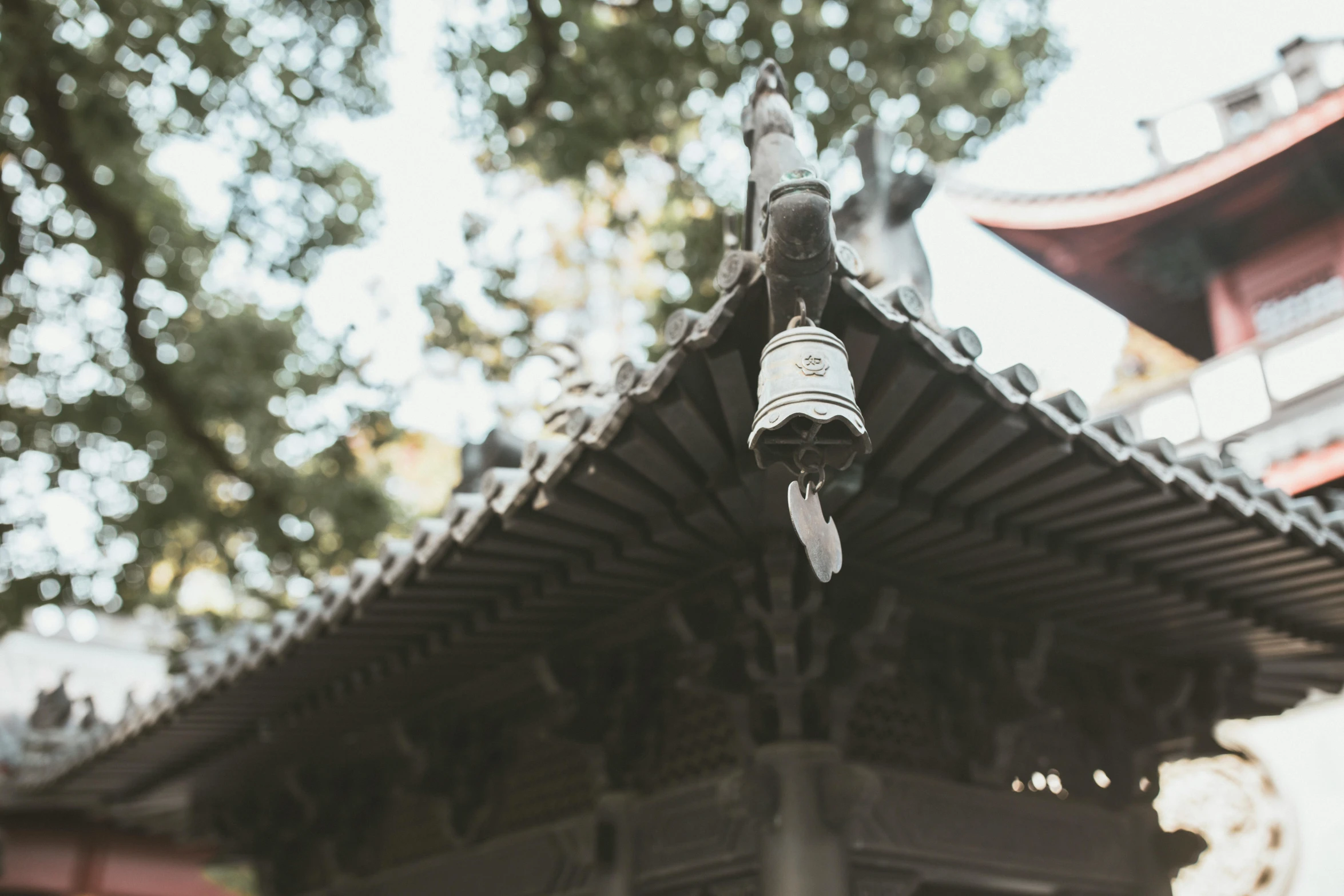 there is a bell on top of the roof