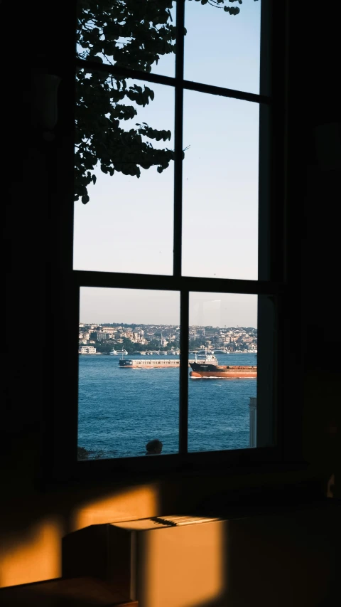 a large window with a view out the outside