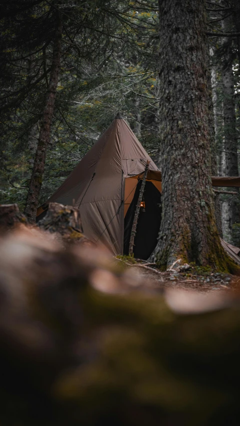 a person stands in front of a tent