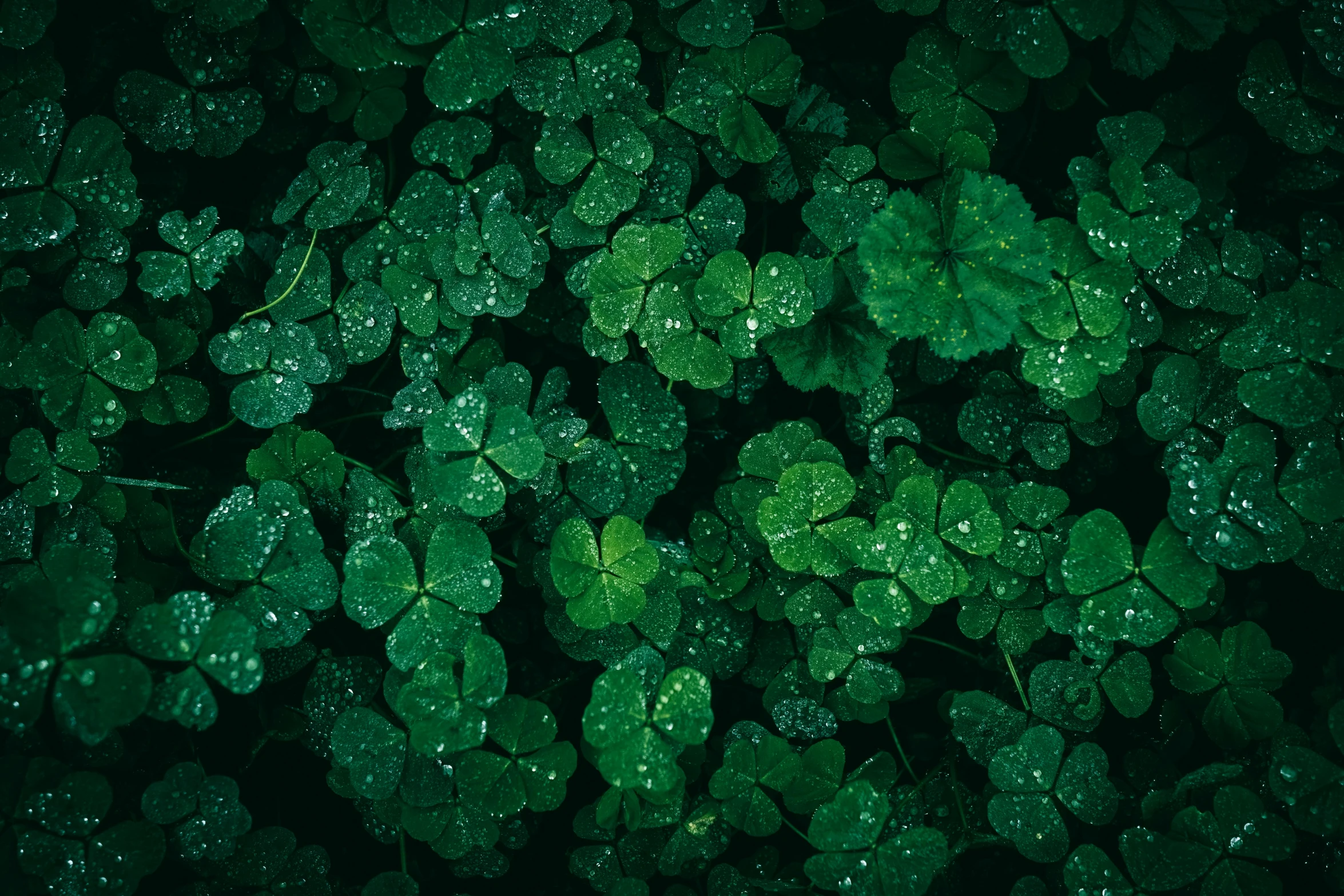 a group of green leafy plants with water droplets