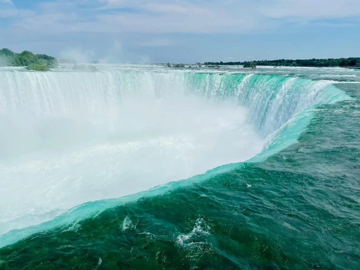 a beautiful view of the edge of niagara falls