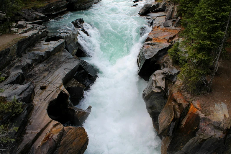 the water has many rapids running down it