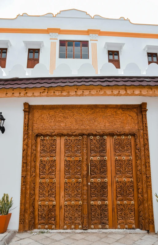 the large doorway is closed in to a home