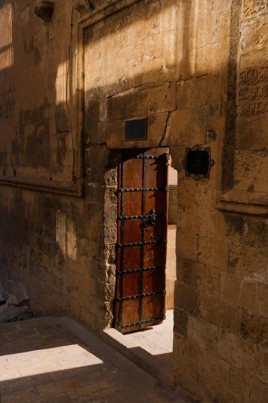 a doorway is shown in an old wall