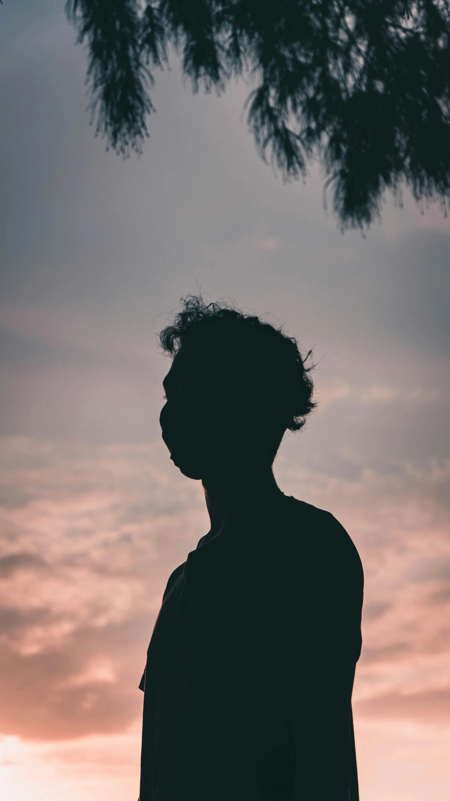 a silhouette of a man standing with the sunset in the background