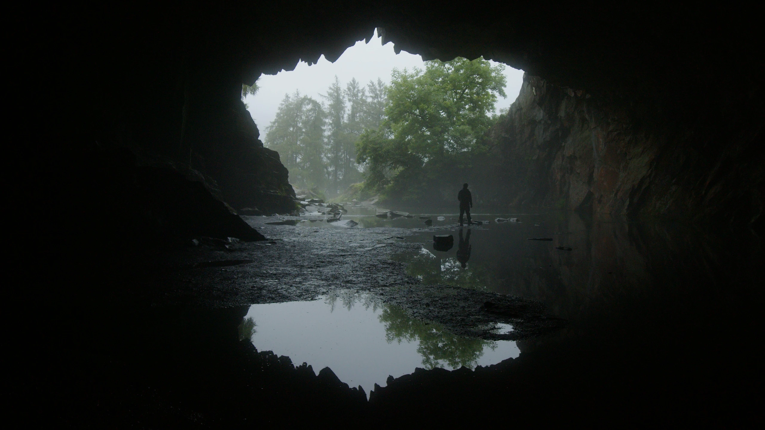 an image of a person walking in the rain