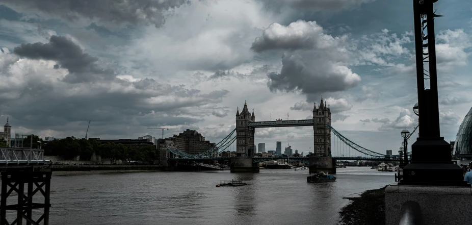 an old po of the tower bridge and city skyline