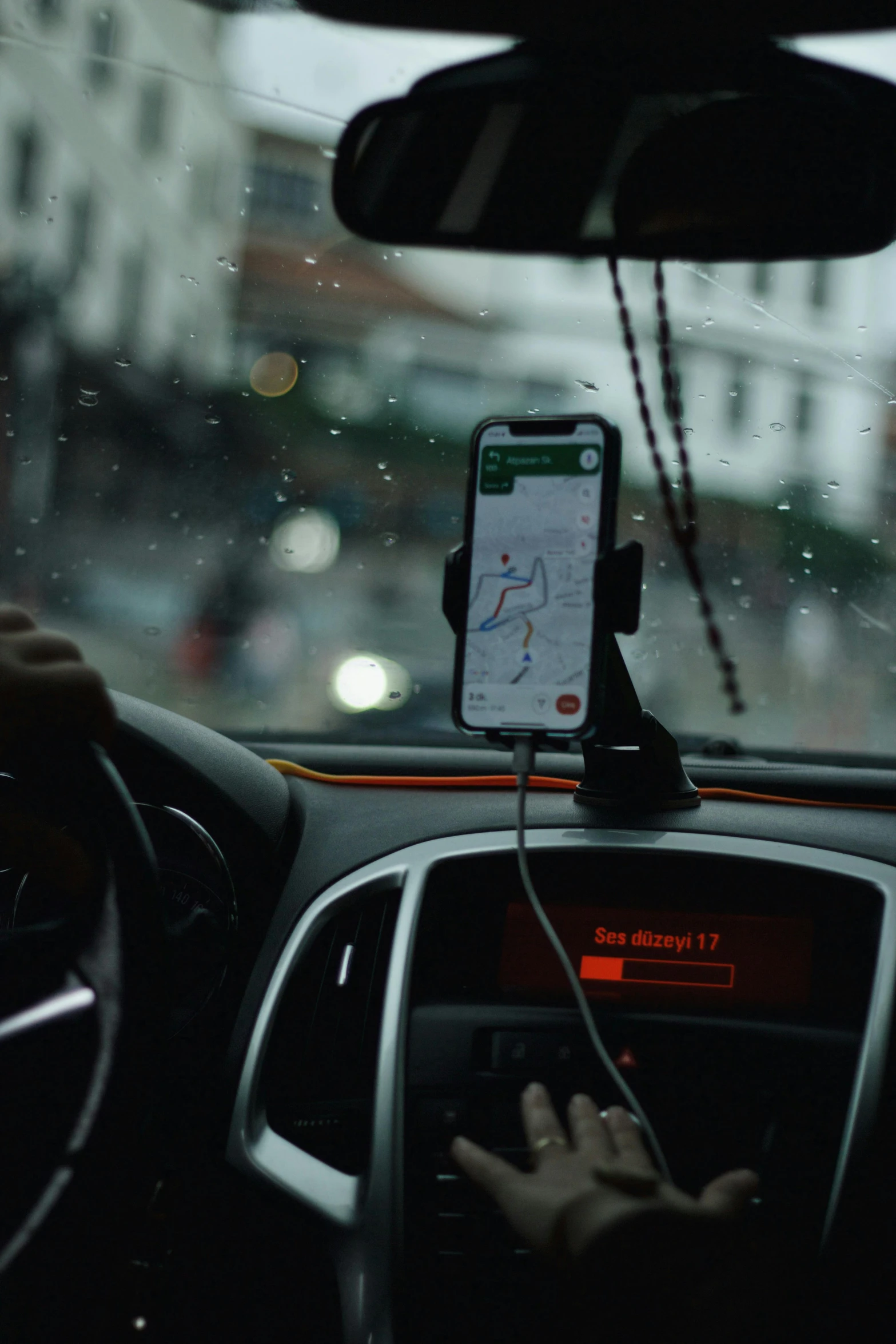 the car dashboard is filled with lots of electronic gadgets