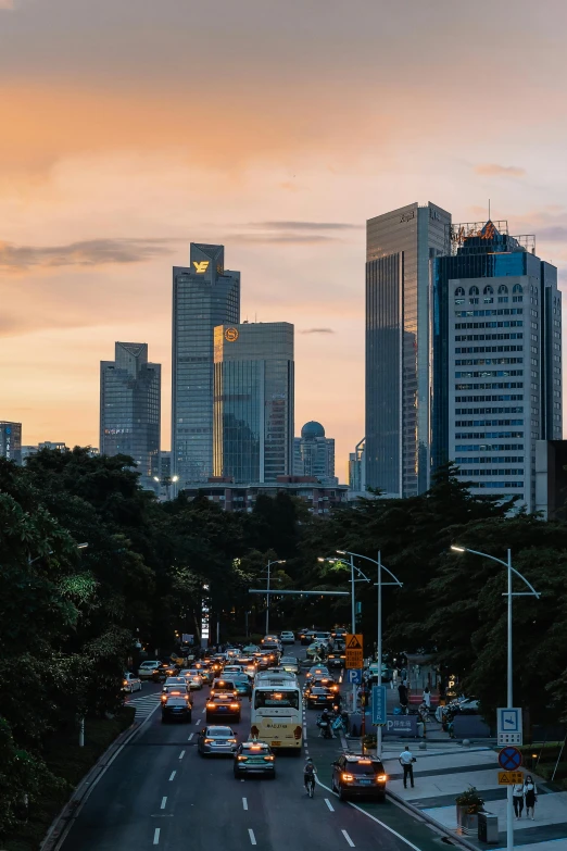 the city is filled with skyscrs and a lot of traffic