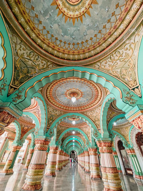 the interior of a metro station, with tiled floors