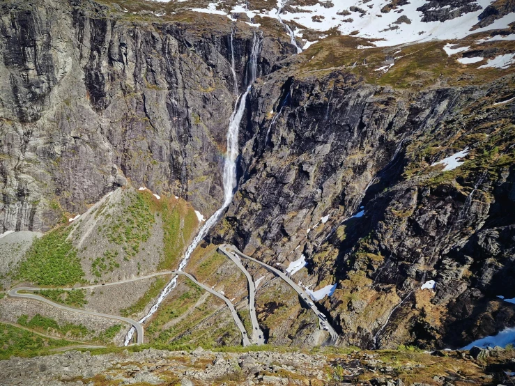 an aerial view of a very steep mountain