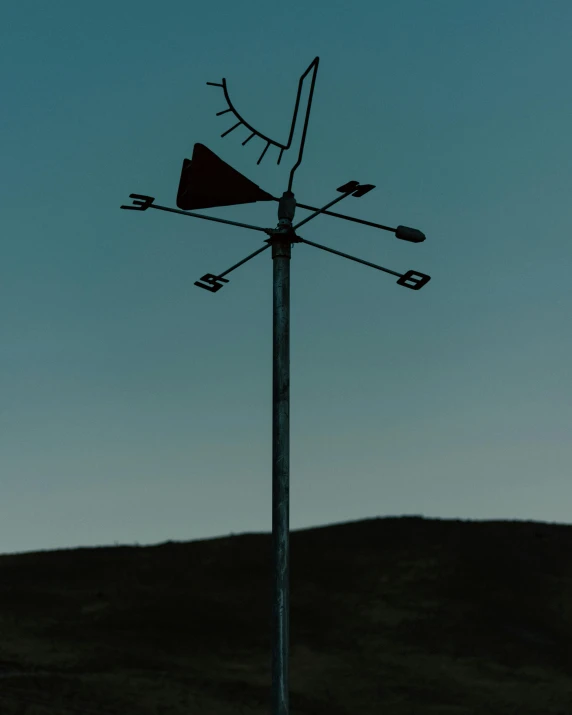a weather vane standing in the middle of the evening