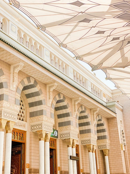 inside view of a very elegant building with columns