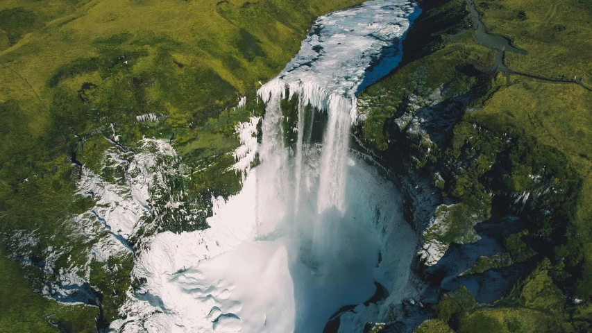 there is a waterfall made out of ice