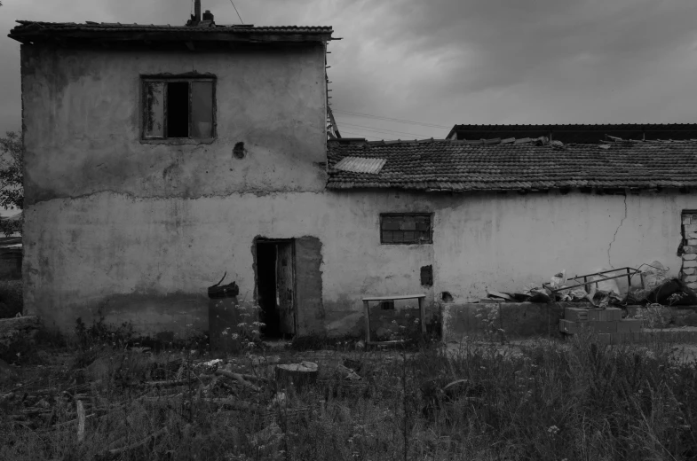 black and white pograph of an old house