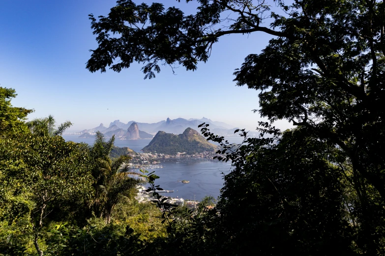 the view from the mountain tops of an island