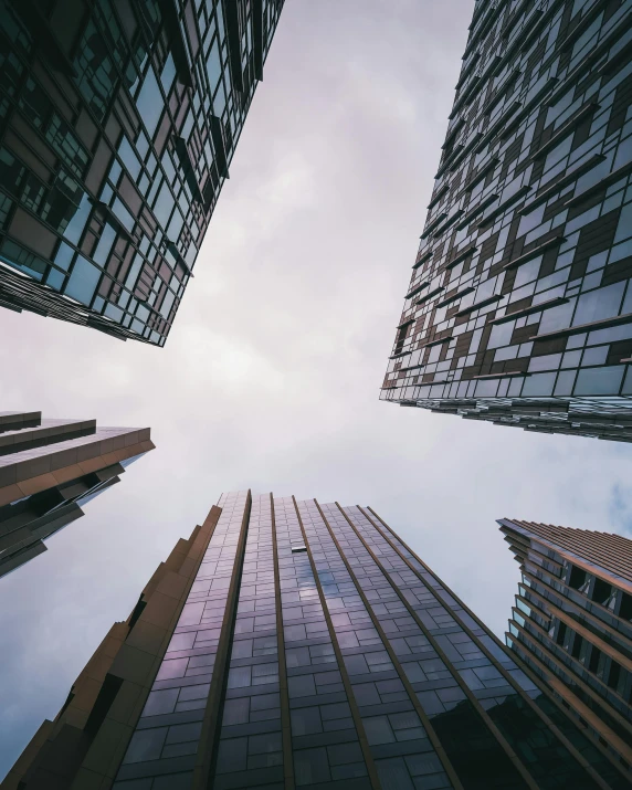 upward view of skyscrs in the business district