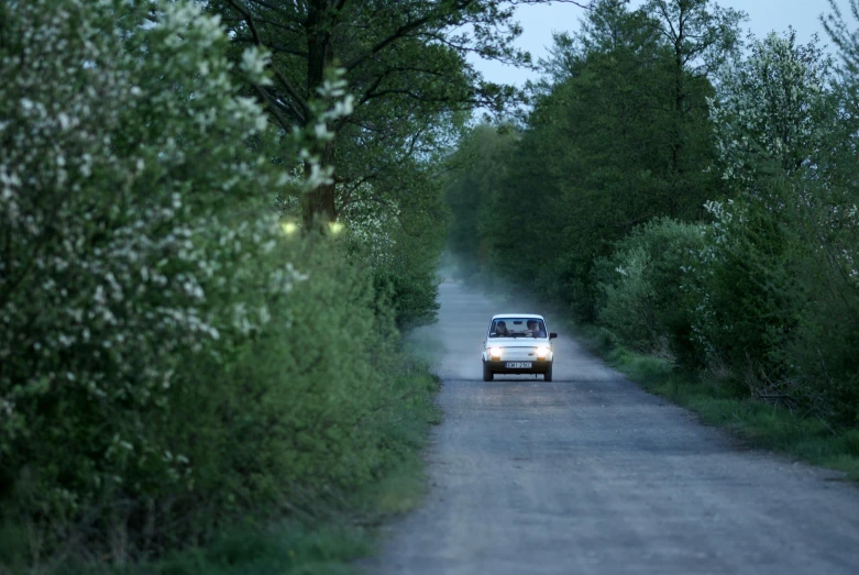 an automobile in the middle of the road