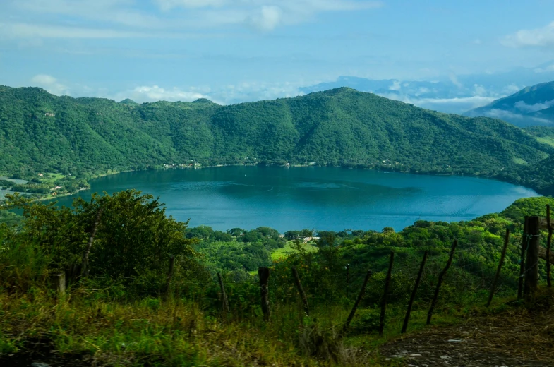 a view of an emerald green mountain lake