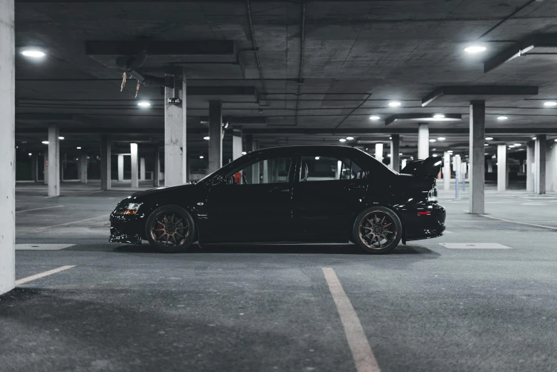 a car that is parked in a parking garage