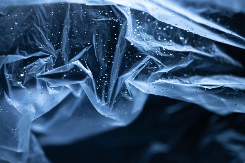 a plastic bag with blue designs on it