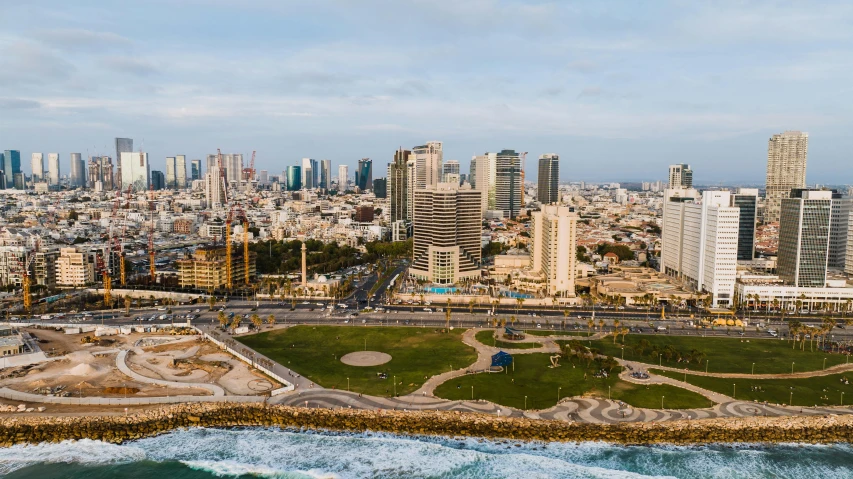 the large city is crowded with lots of tall buildings