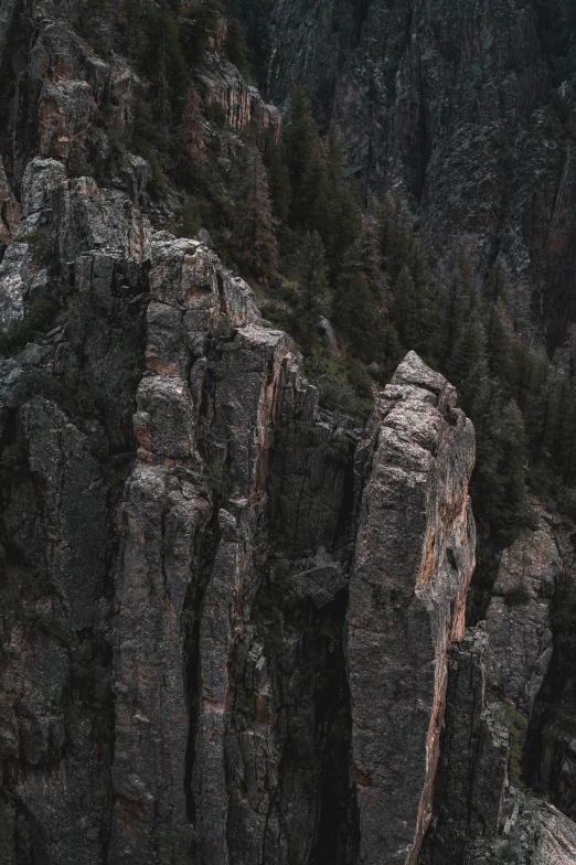 two large rock formation towering out of a forest