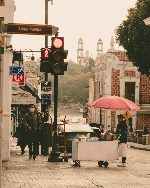 the red light is on for people to cross