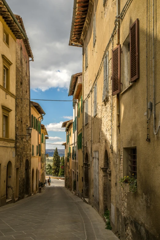 an empty street in an old european country town