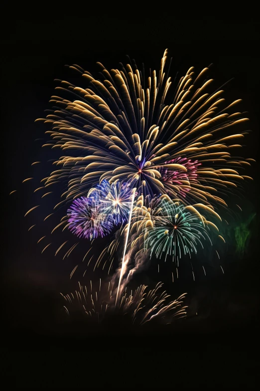 some fireworks on top of a dark sky