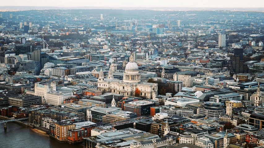 an aerial view of buildings in london, england